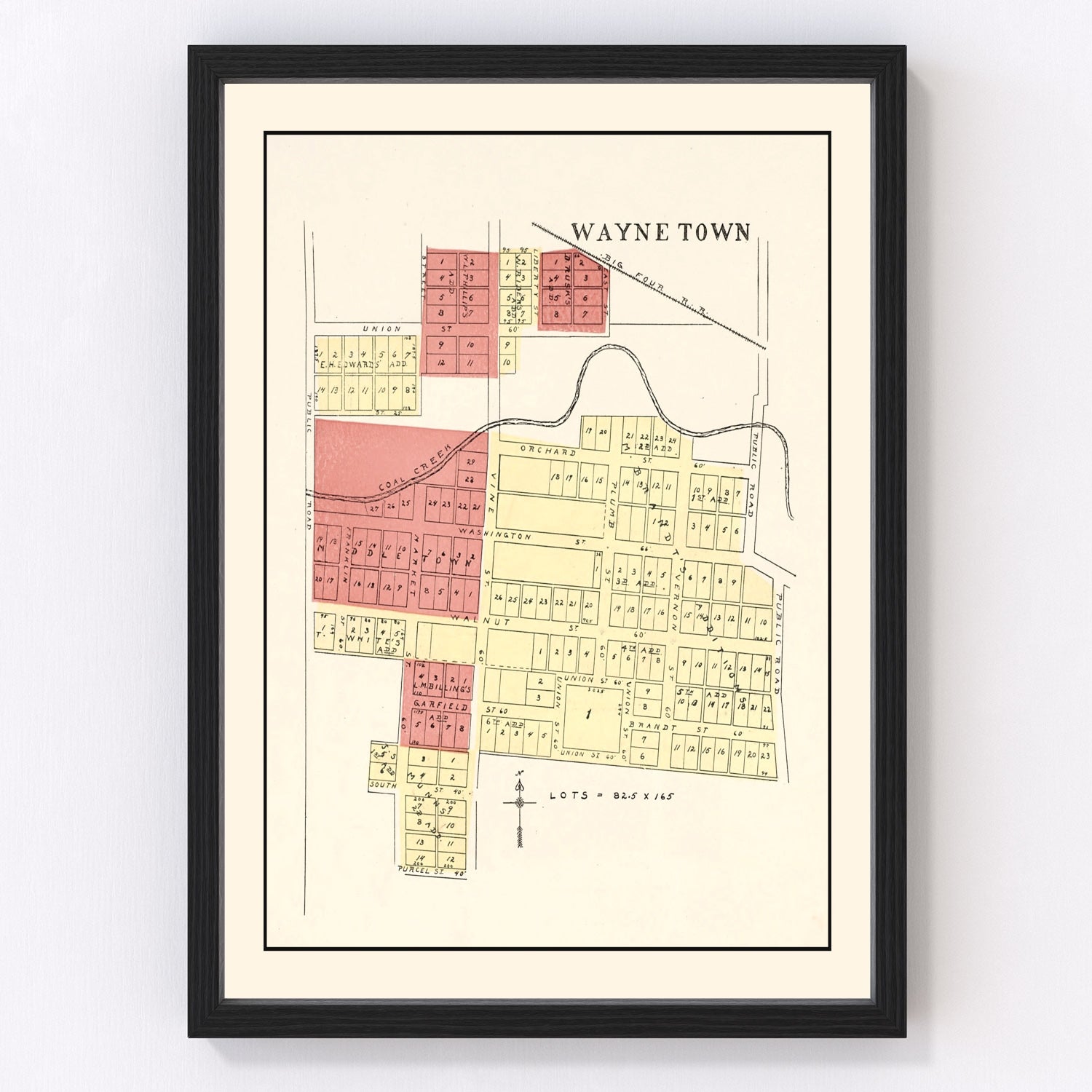 Vintage map of Wayne, Indiana 1898, Montgomery County turn of century