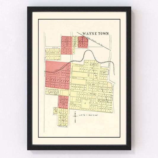 Vintage map of Wayne, Indiana 1898, Montgomery County turn of century