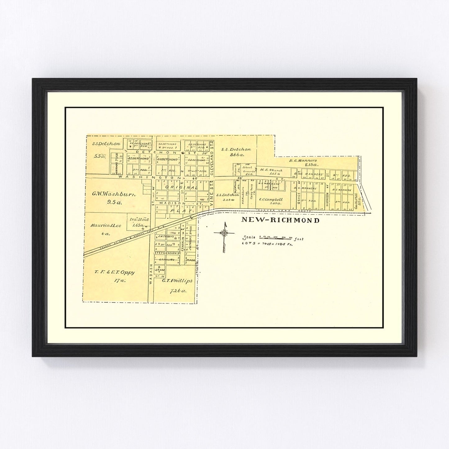 Vintage map of New Richmond, Montgomery County, Indiana, 1898