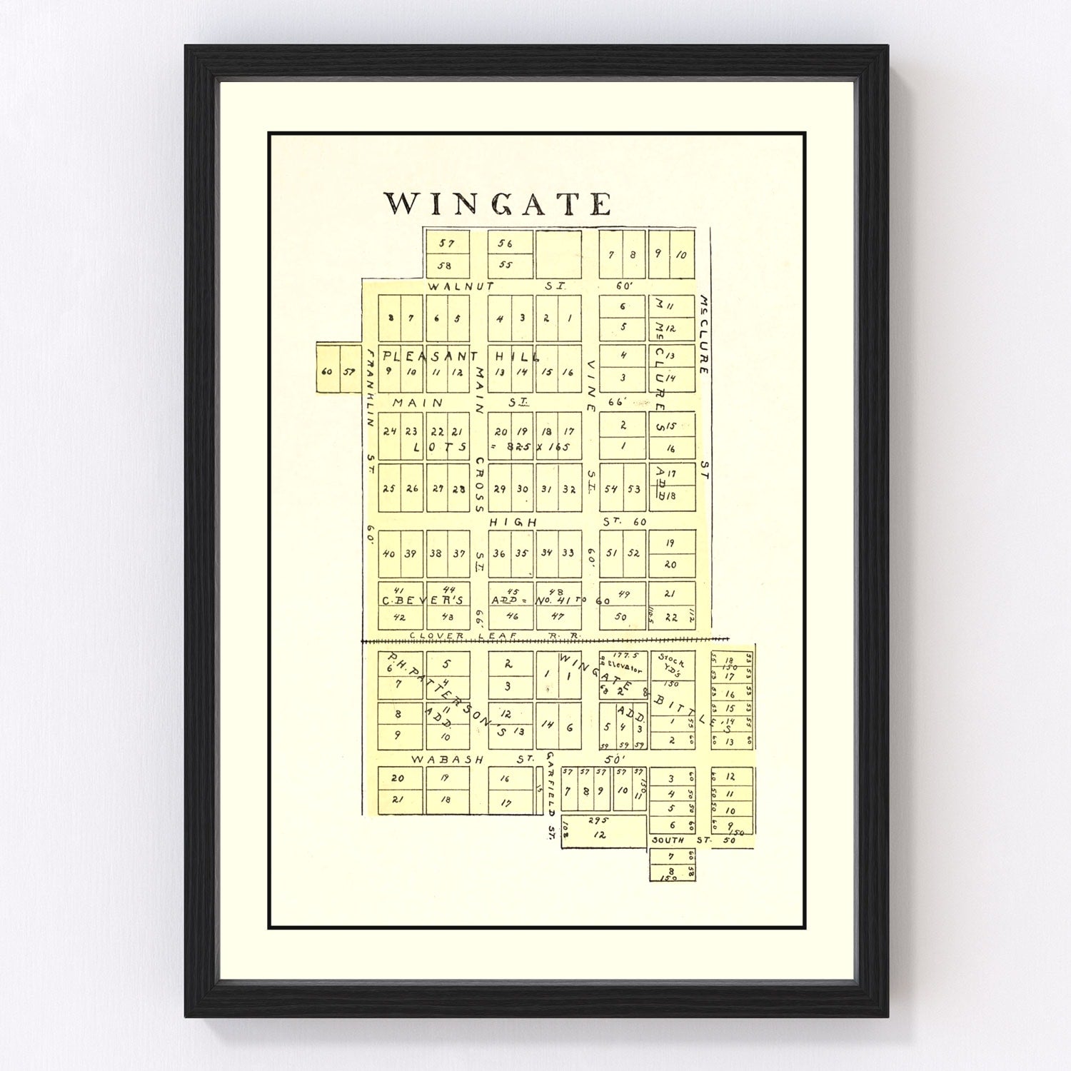 Vintage map of Wingate, Indiana, 1898, Montgomery County restored cartographic print