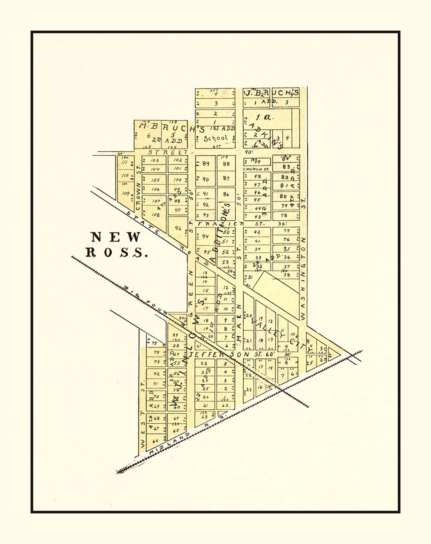 Vintage Map of New Ross, Indiana, 1898