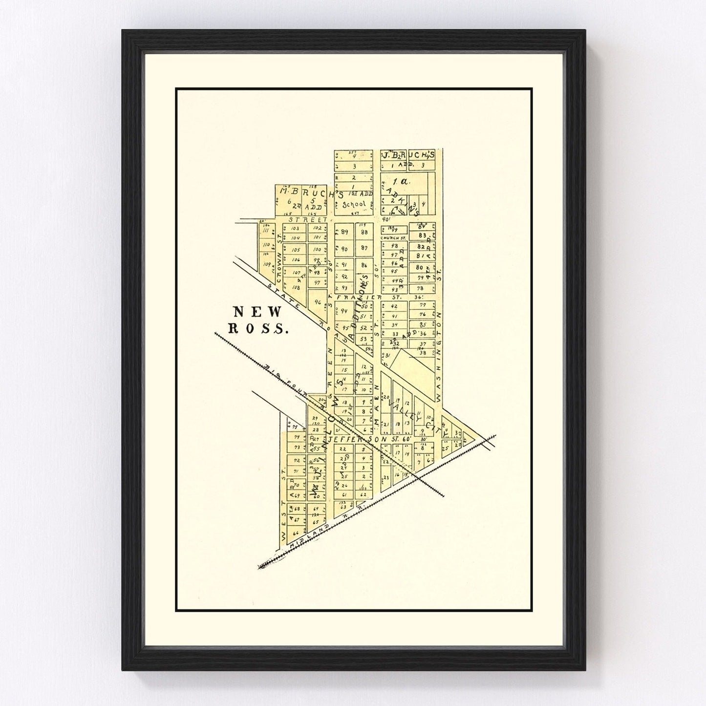 Vintage map of New Ross, Montgomery County, Indiana, 1898