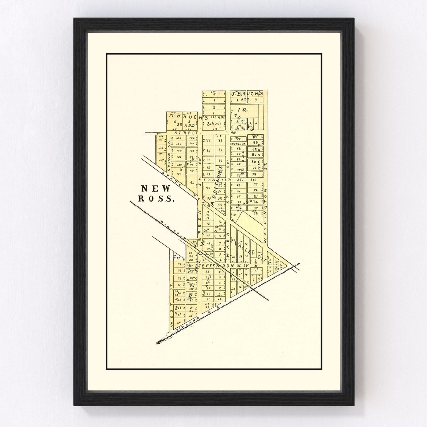 Vintage map of New Ross, Montgomery County, Indiana, 1898