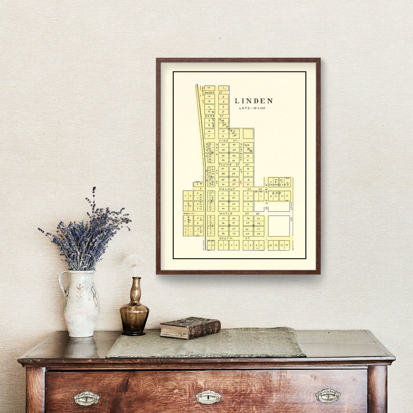 Vintage Map of Linden, Indiana, 1898