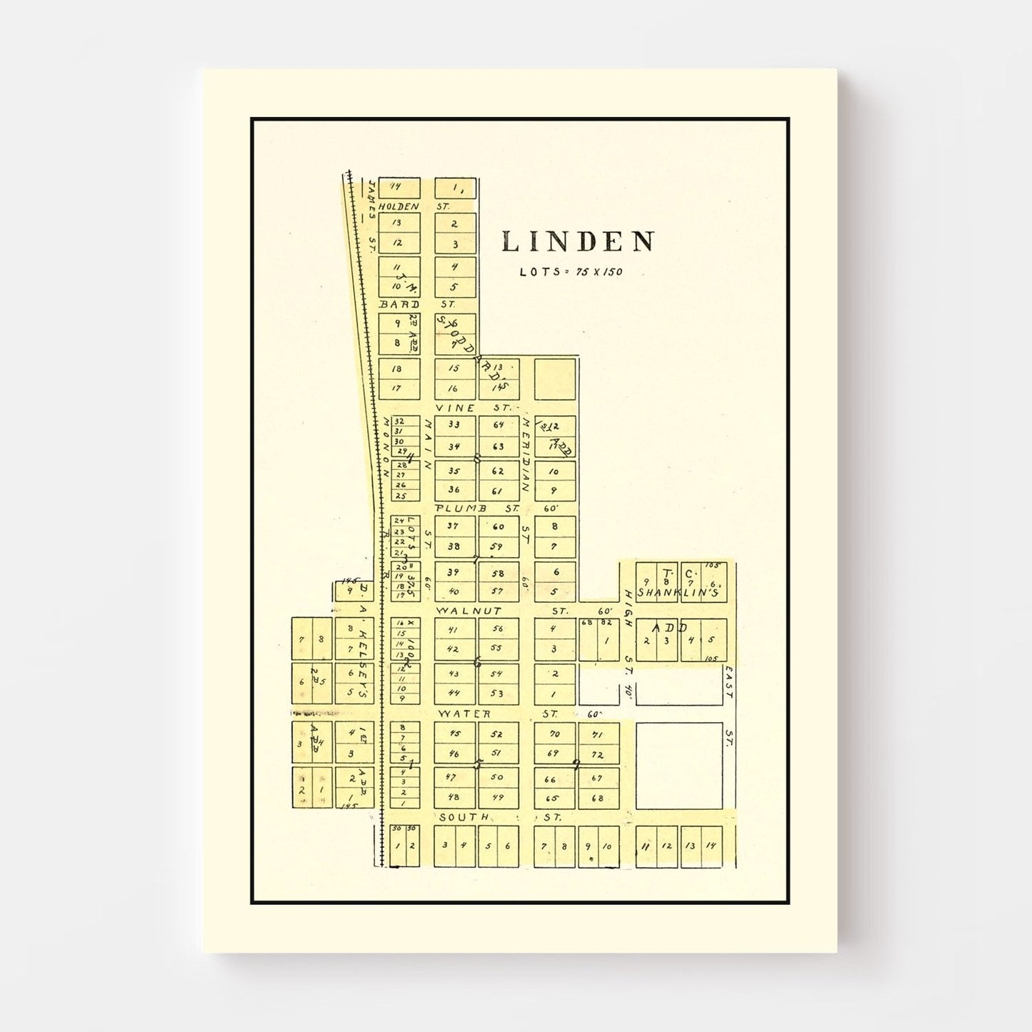 Vintage Map of Linden, Indiana, 1898