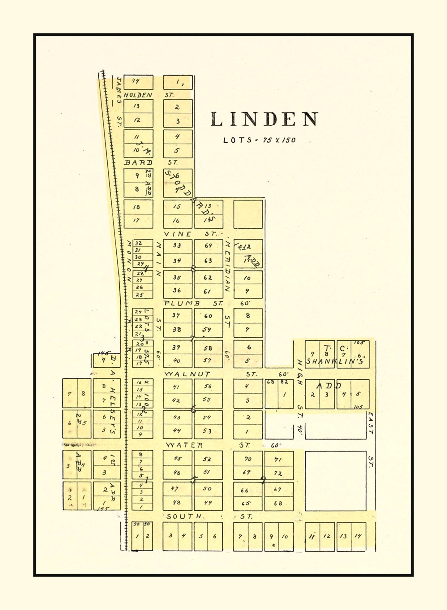 Vintage Map of Linden, Indiana, 1898
