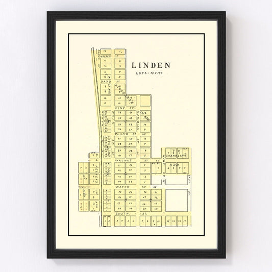 Vintage map of Linden, Indiana, 1898