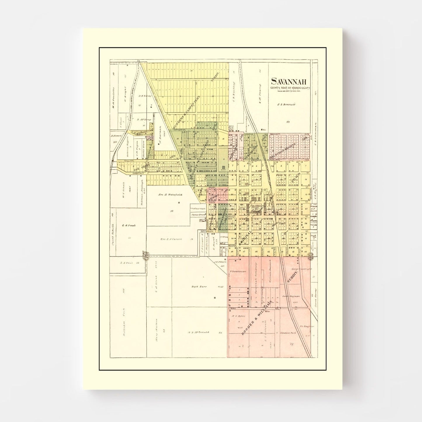 Vintage Map of Savannah, Missouri, 1898