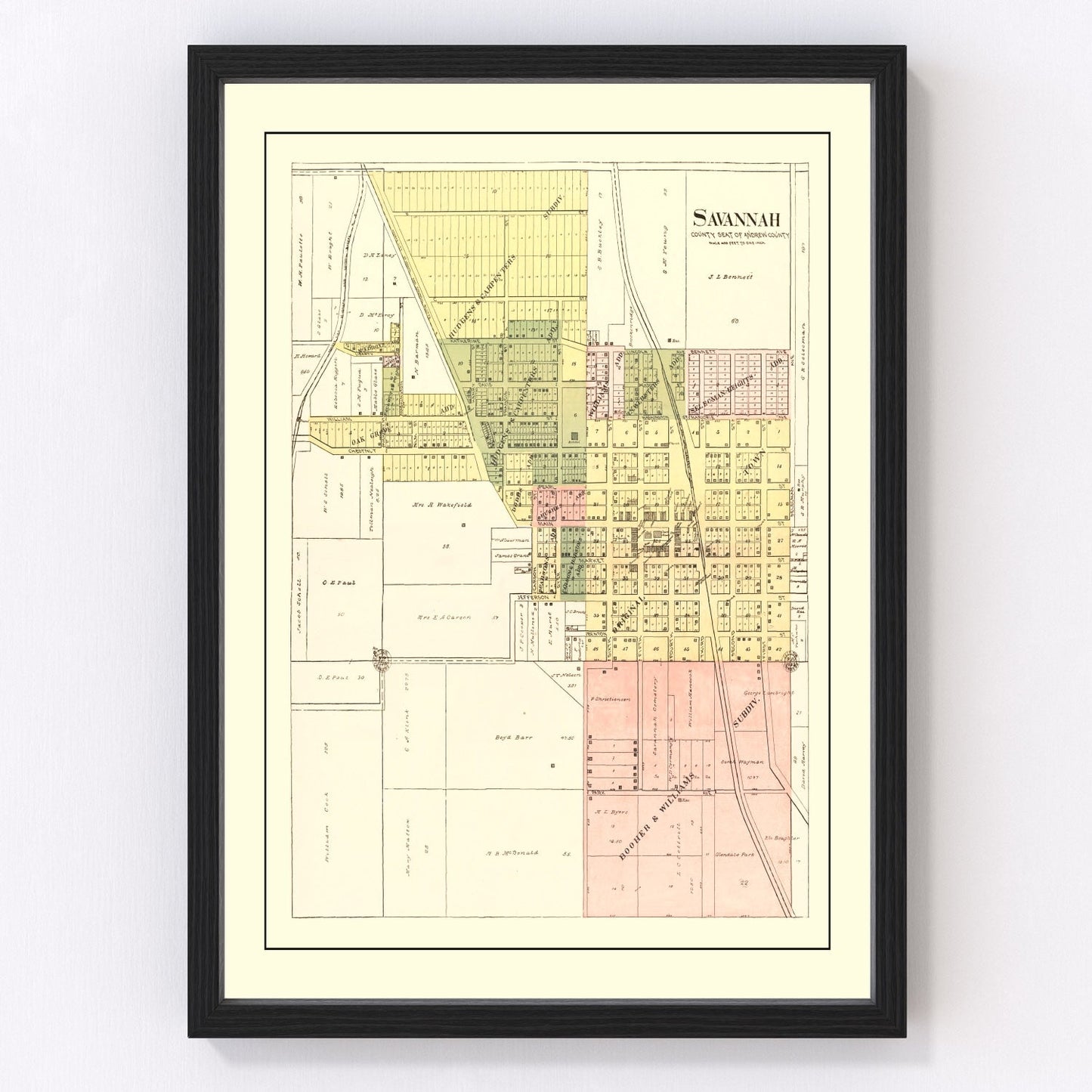 vintage map of Savannah, Missouri, 1898