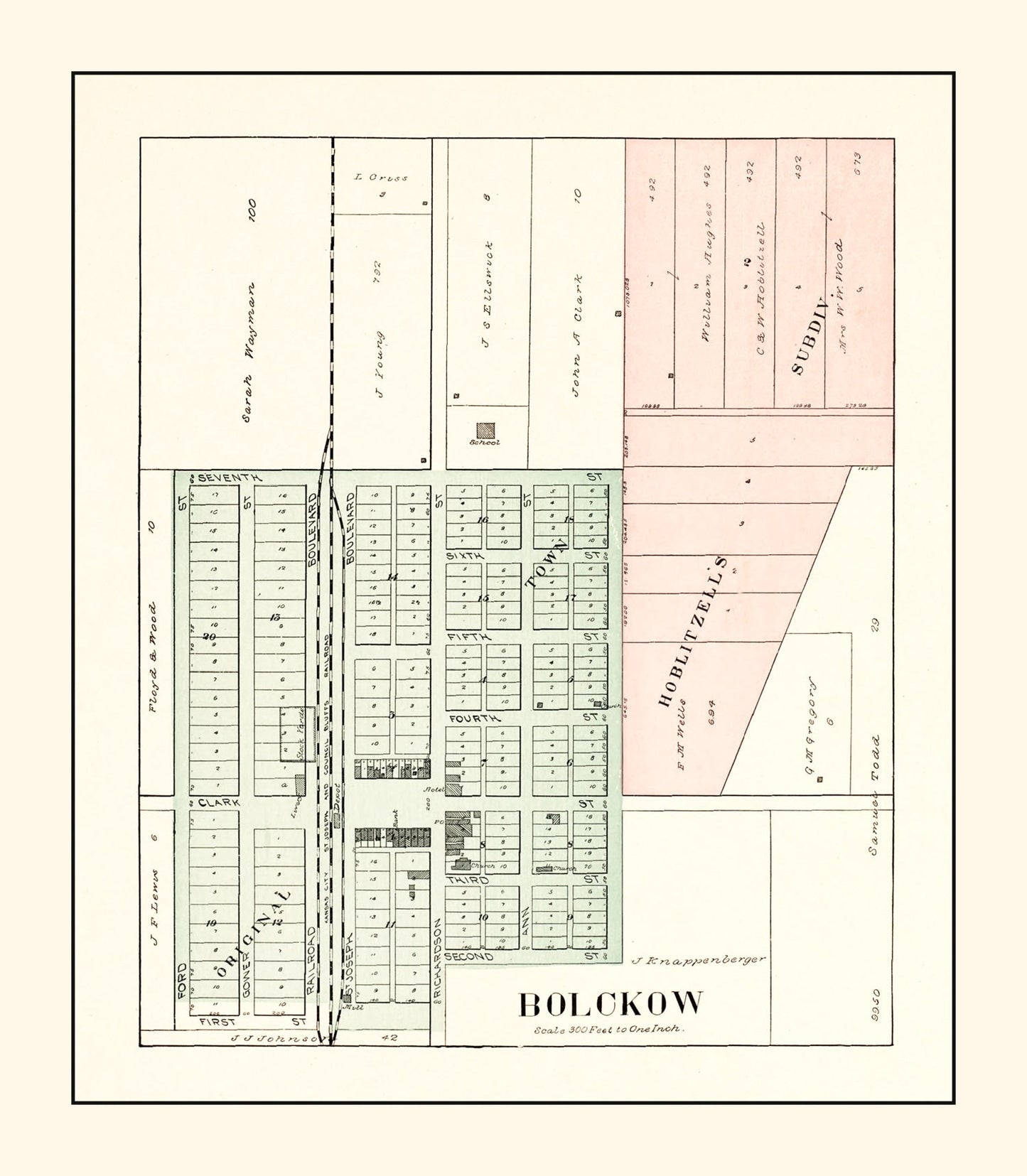 Vintage Map of Bolckow, Missouri, 1898