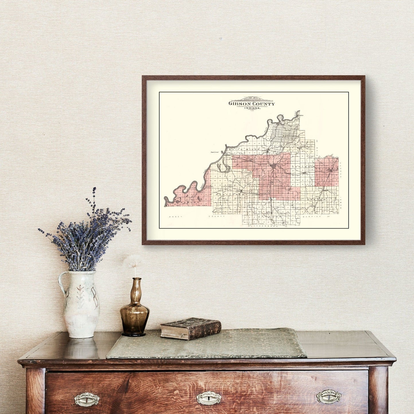Vintage Map of Gibson County, Indiana, 1899