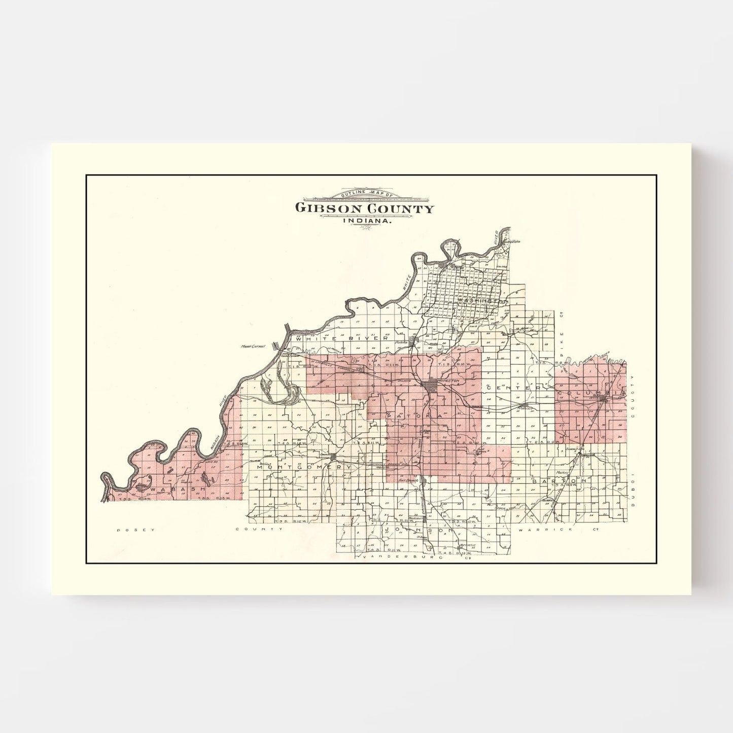 Vintage Map of Gibson County, Indiana, 1899