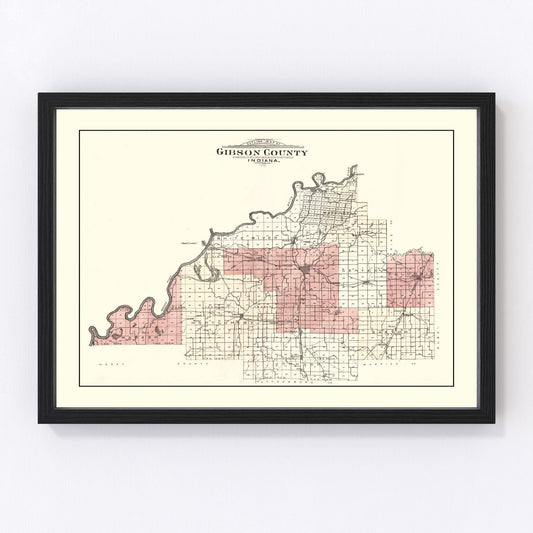 Vintage map of Gibson County, Indiana, 1899