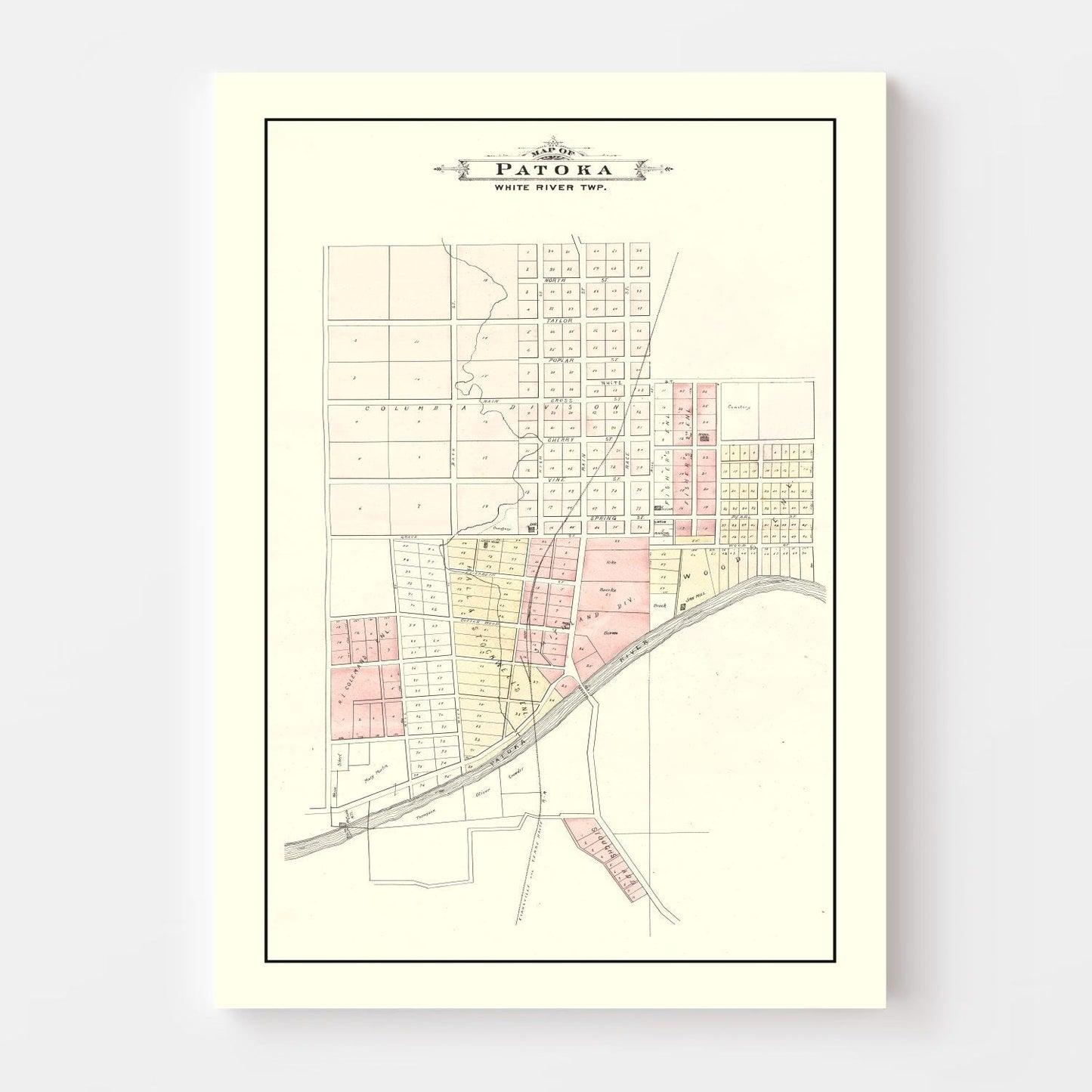 Vintage Map of Patoka, Indiana, 1899