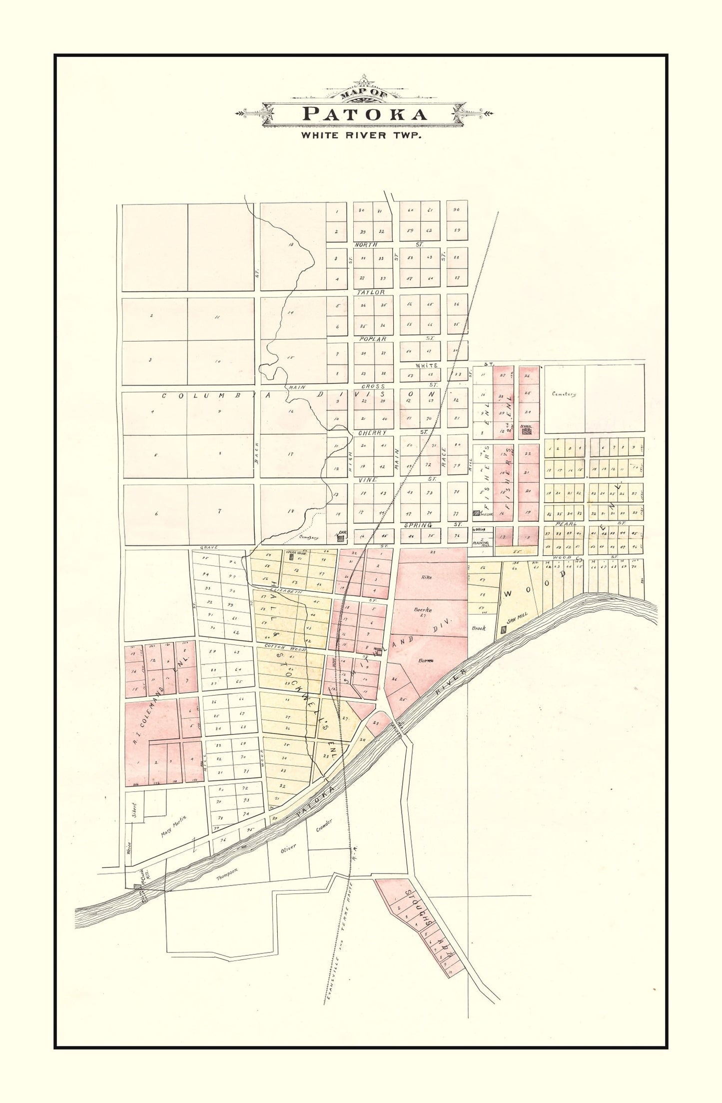 Vintage Map of Patoka, Indiana, 1899