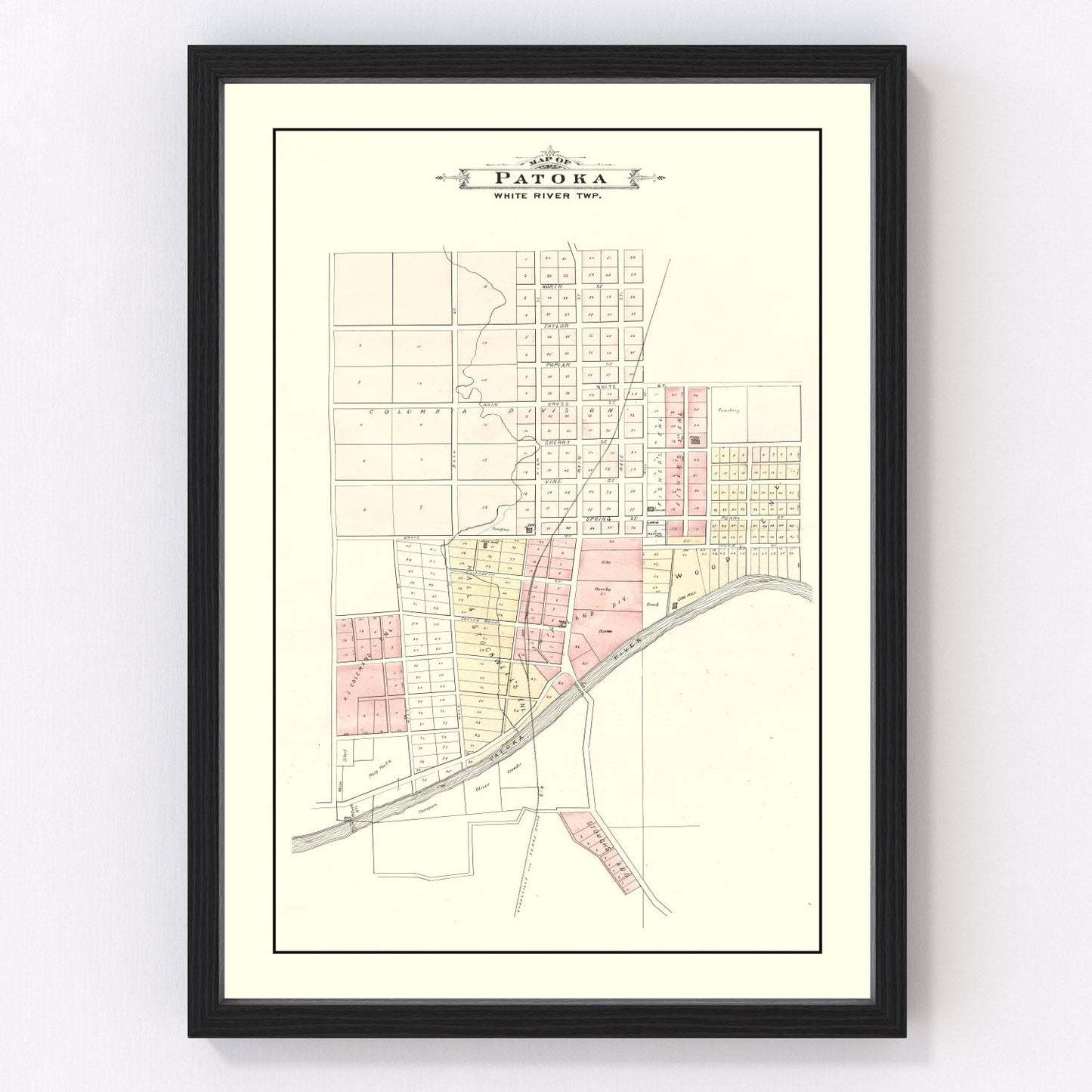 Vintage map of Patoka, Indiana, 1899