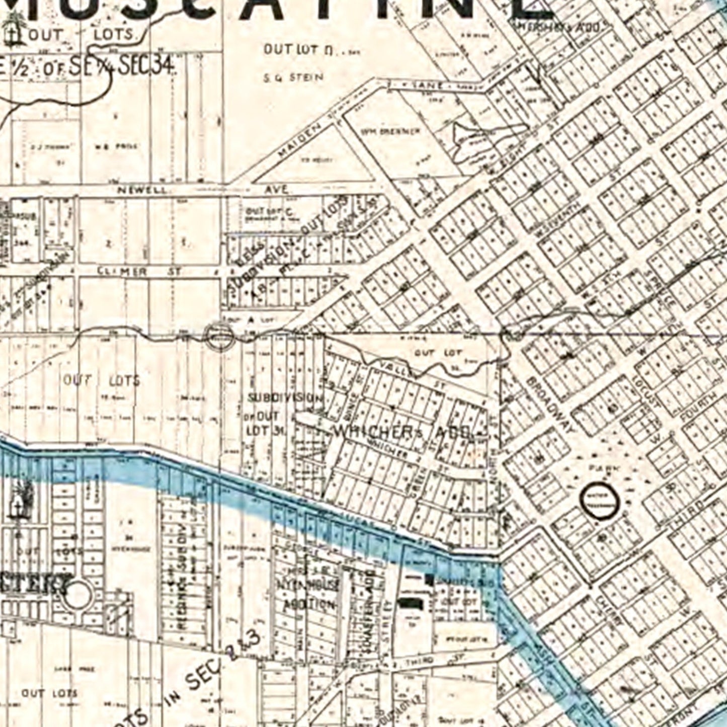 Vintage Map of Muscatine, Iowa, 1899 II