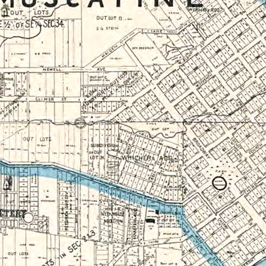 Vintage Map of Muscatine, Iowa, 1899 II