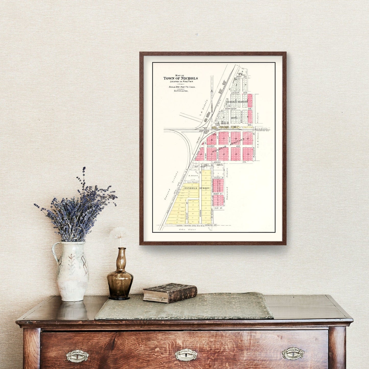 Vintage Map of Nichols, Iowa, 1899