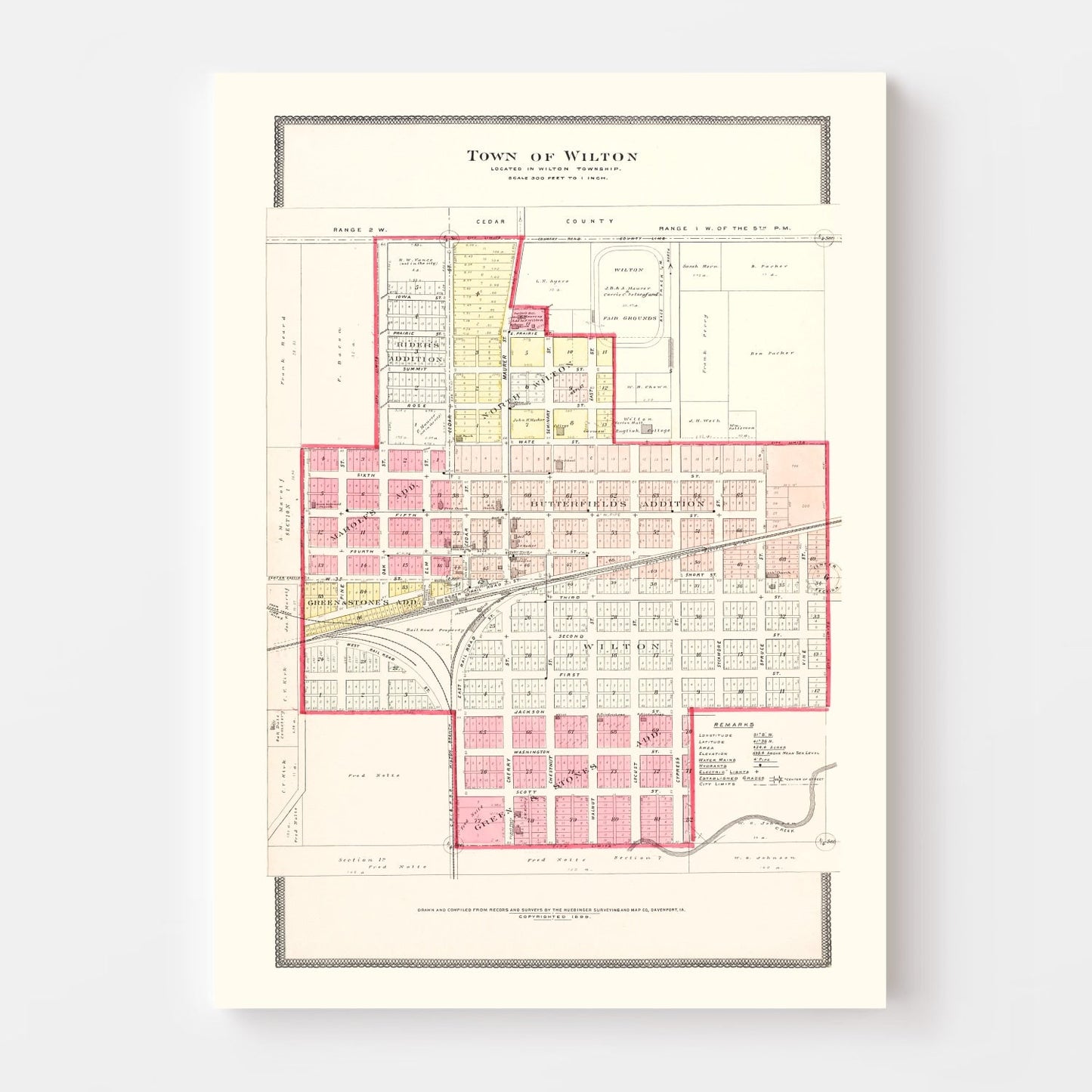 Vintage Map of Wilton, Iowa, 1899