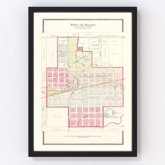 Vintage map of Wilton, Iowa, 1899, Muscatine County restored