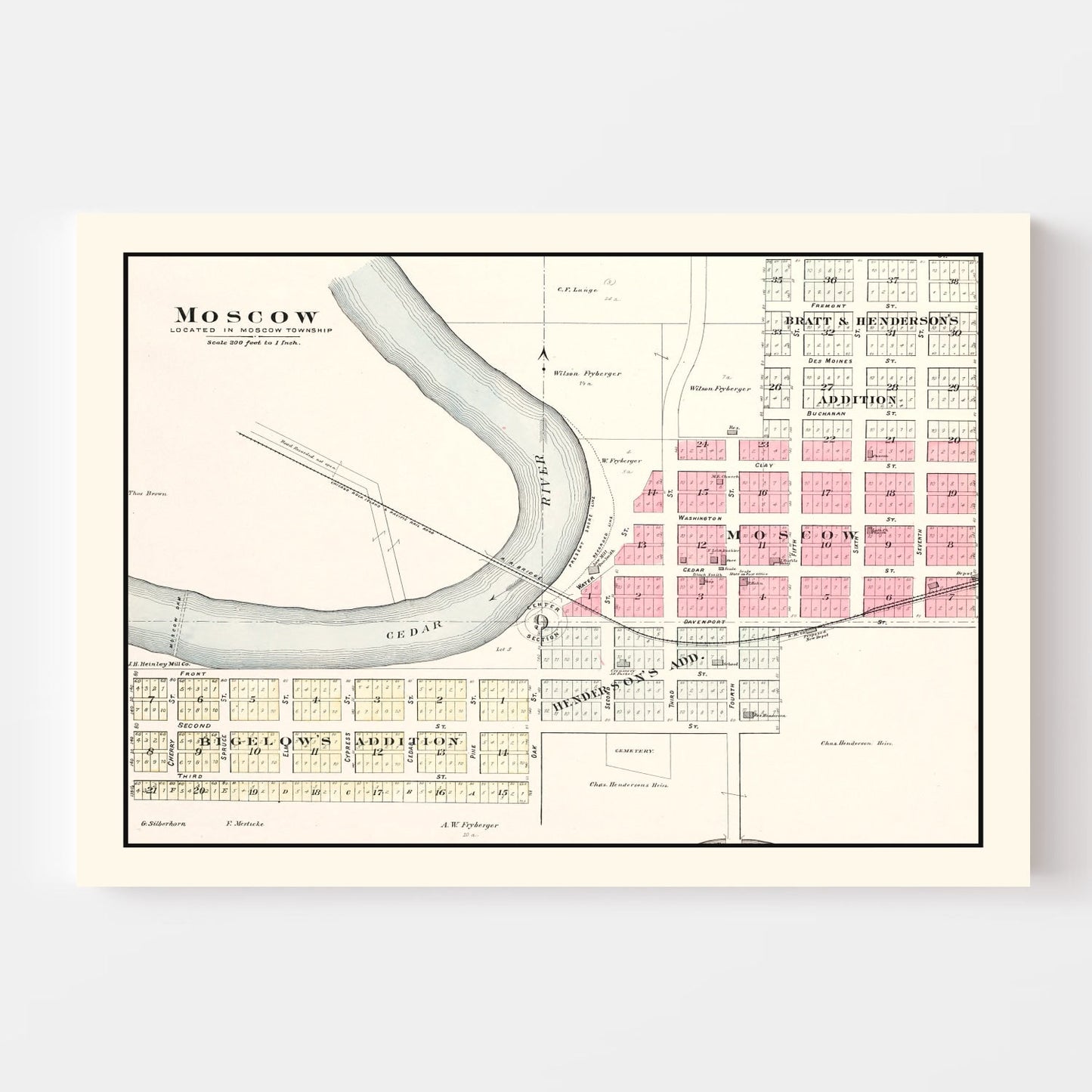 Vintage Map of Moscow, Iowa, 1899