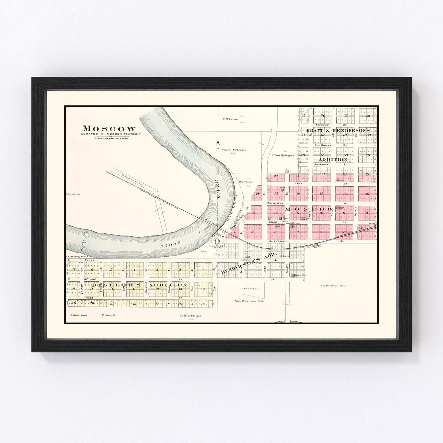 vintage map of Moscow, Iowa, 1899