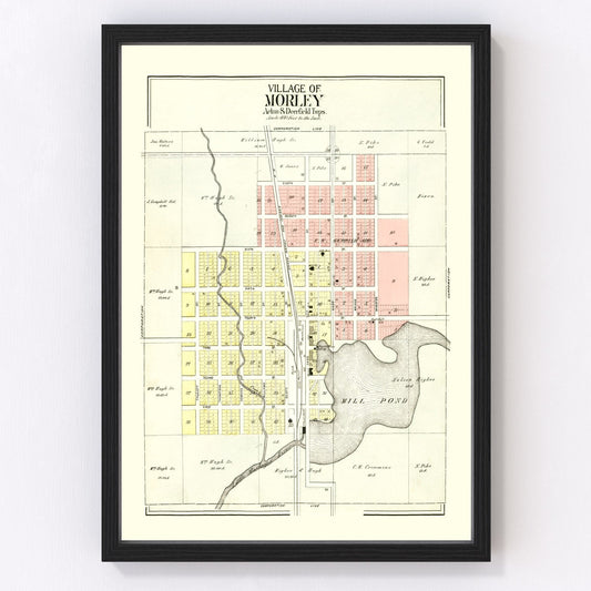 Vintage map of Morley, Mecosta County, Michigan, 1900