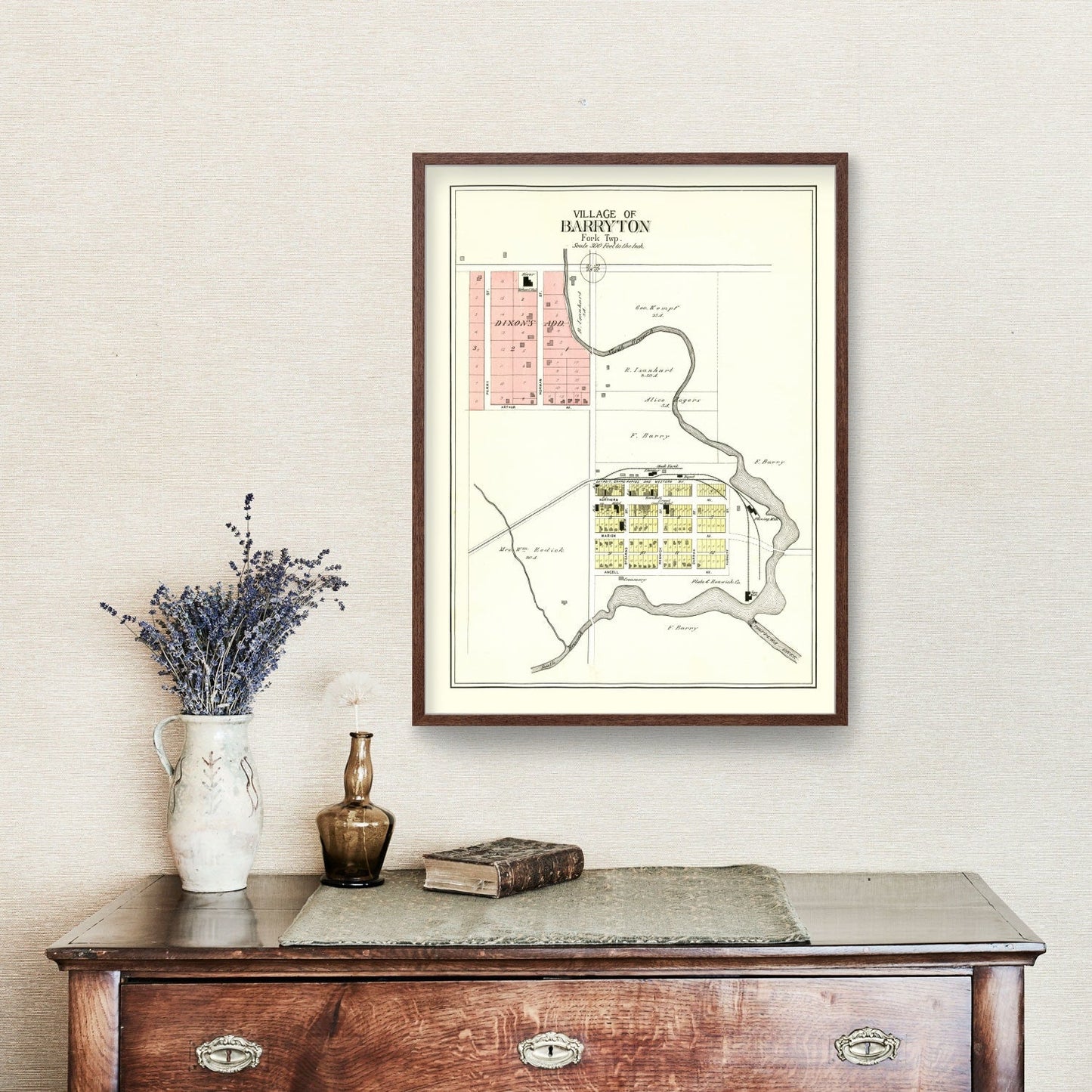 Vintage Map of Barryton, Michigan, 1900