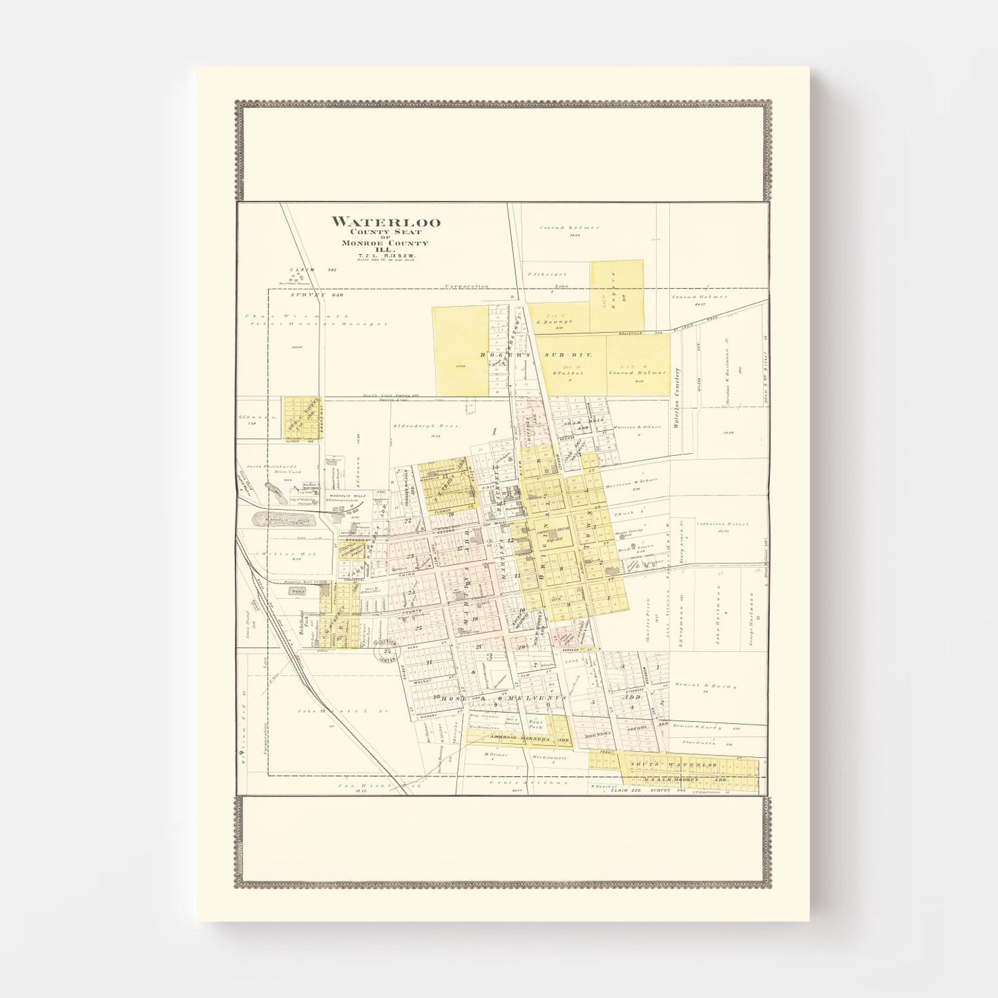 Vintage Map of Waterloo, Illinois 1901