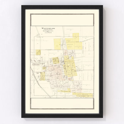 Vintage map of Waterloo, Illinois, 1901 - Monroe County Mississippi River restored print