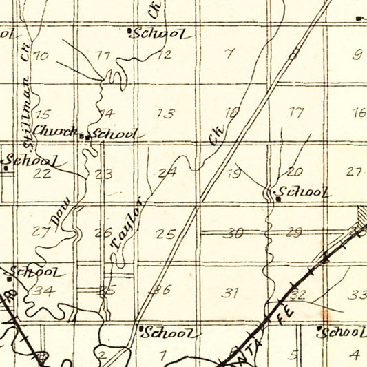 Vintage Map of Lyon County, Kansas, 1901