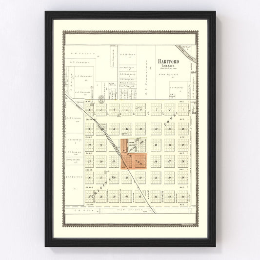Vintage map of Hartford, Kansas, 1901