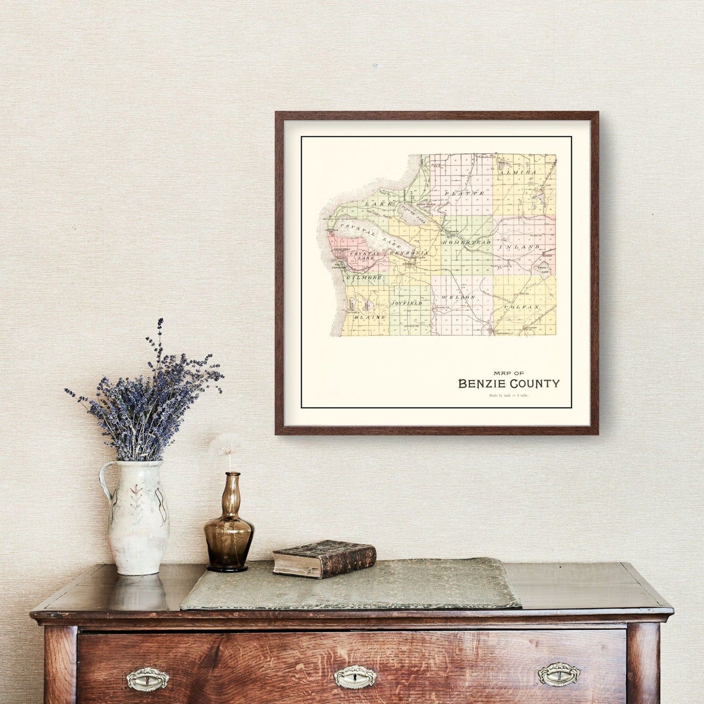 Vintage Map of Benzie County, Michigan, 1901