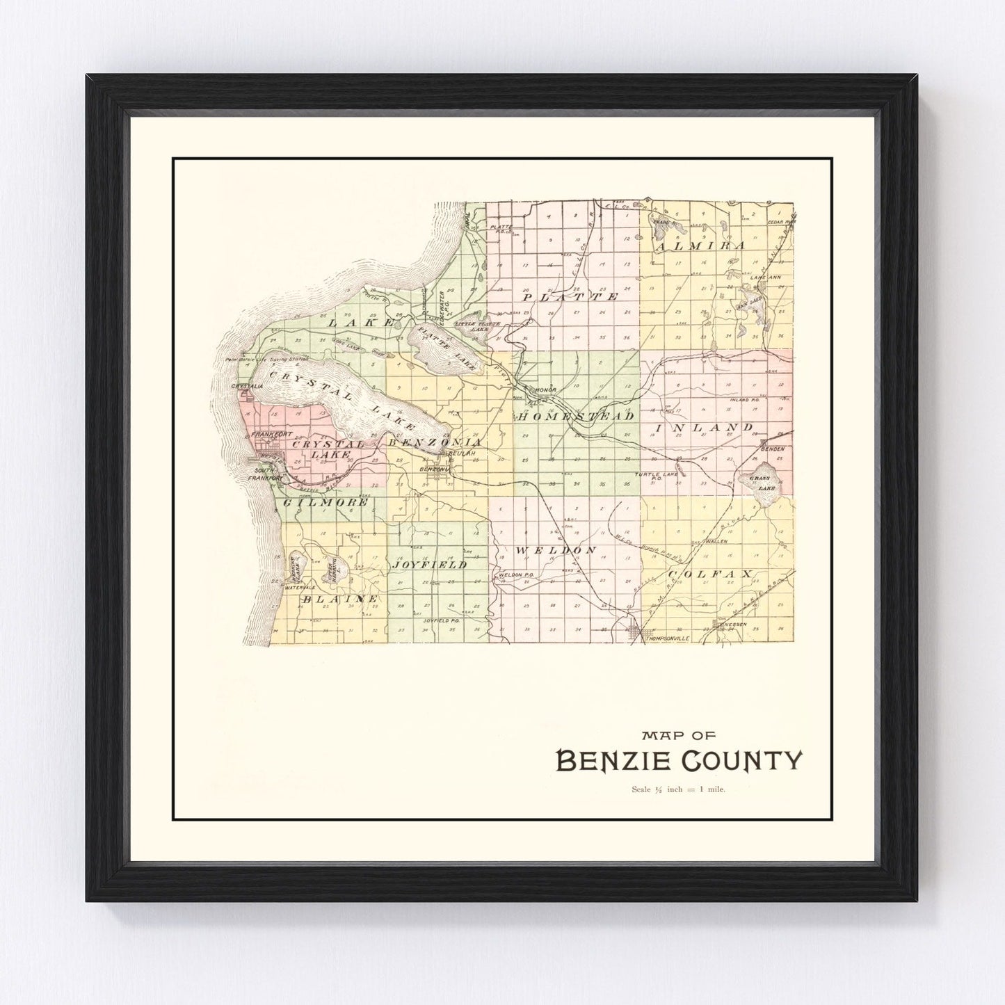 Vintage map of Benzie County, Michigan, 1901