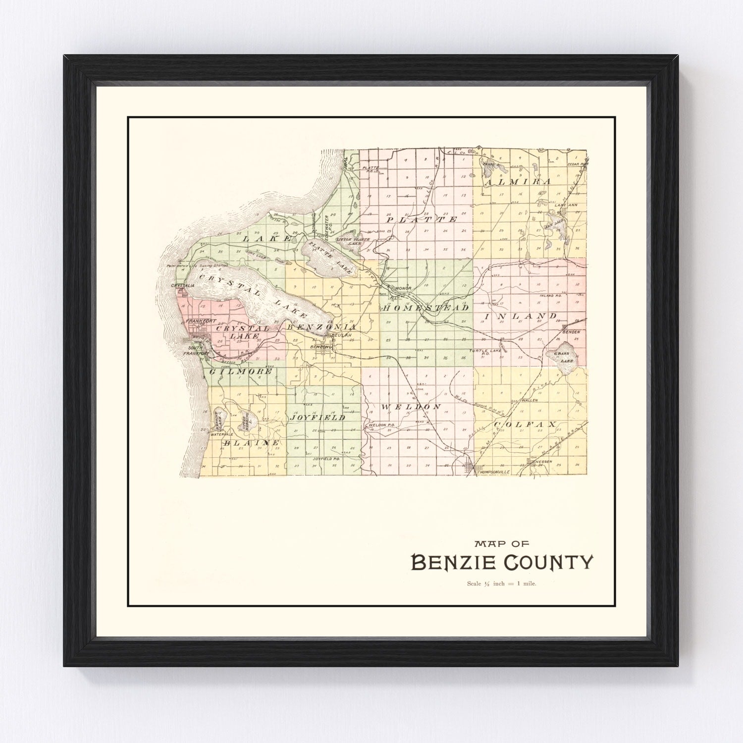 Vintage map of Benzie County, Michigan, 1901