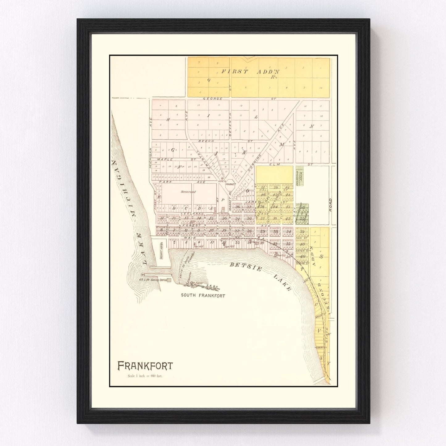 vintage map of Frankfort, Michigan, 1901