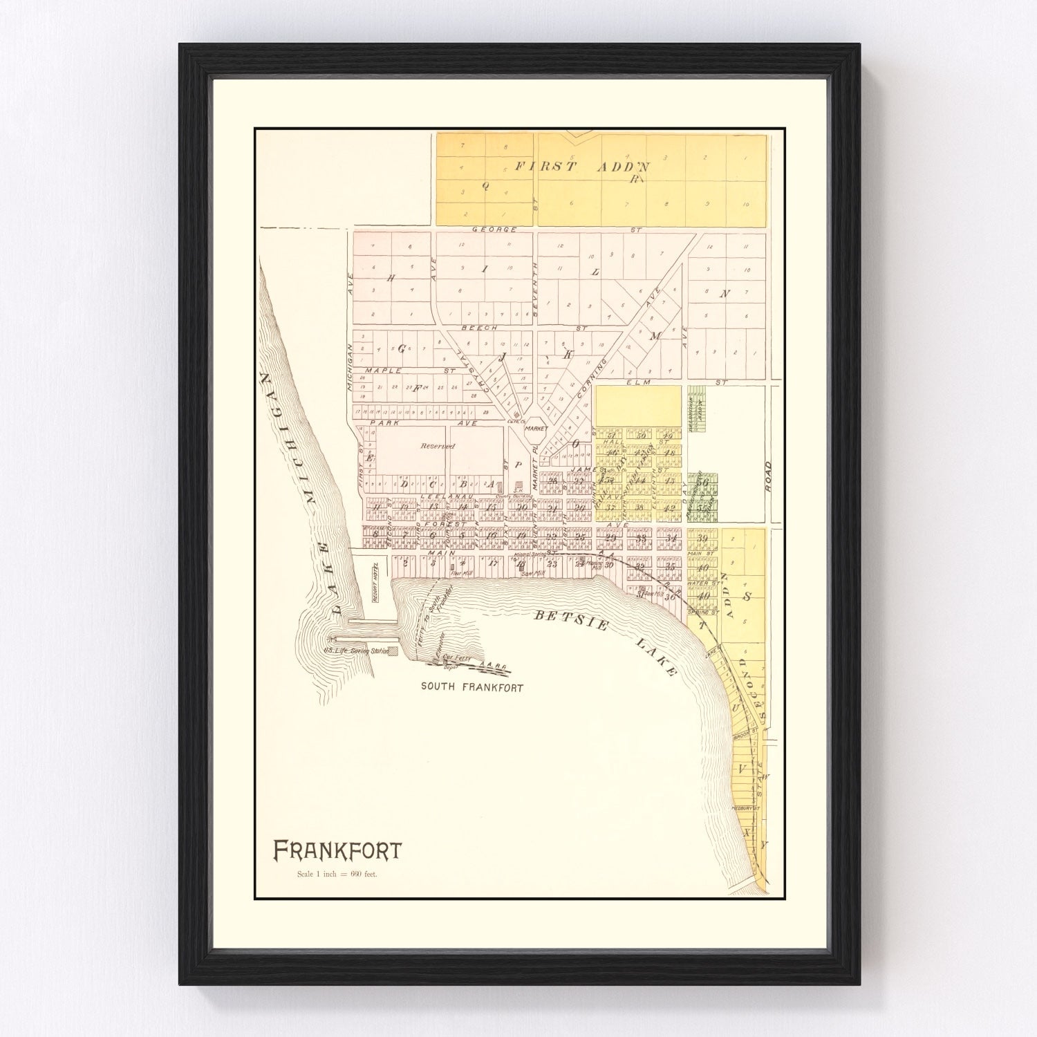 vintage map of Frankfort, Michigan, 1901