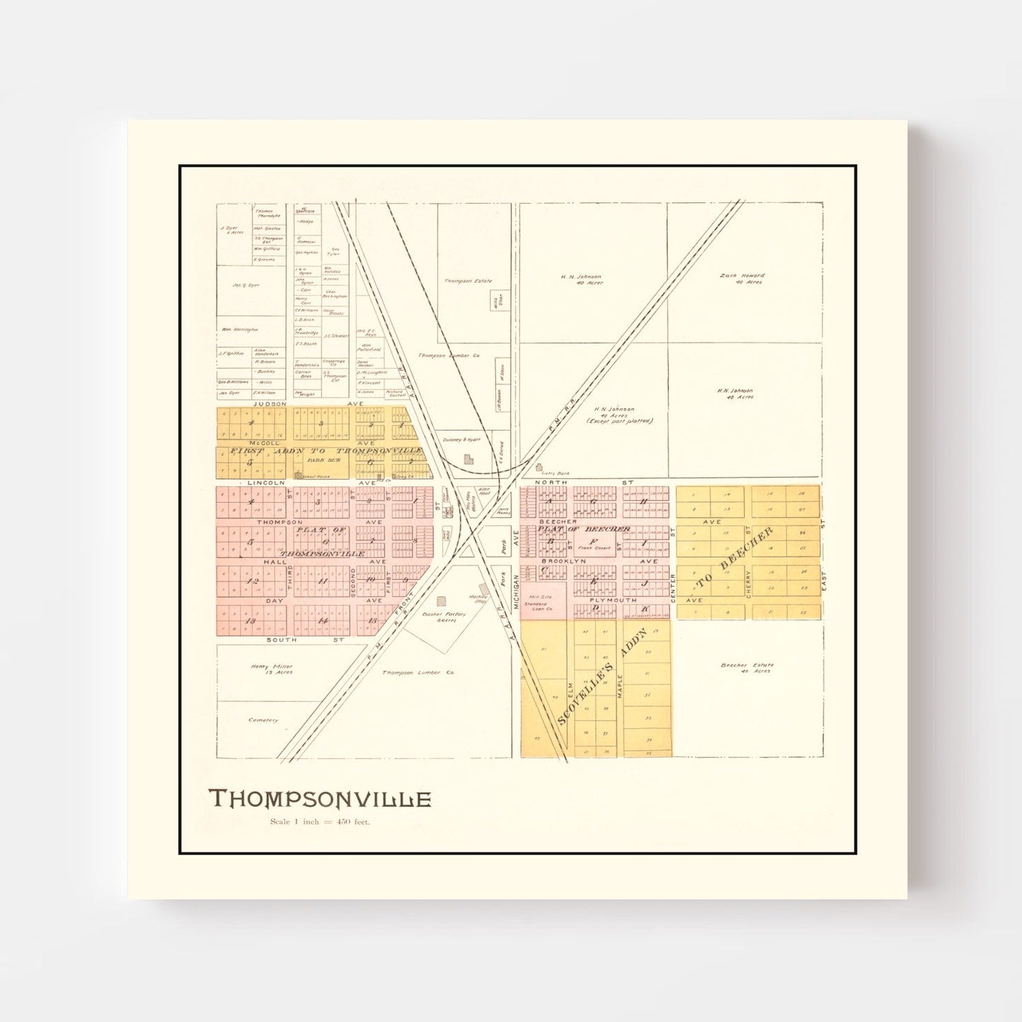 Vintage Map of Thompsonville, Michigan, 1901