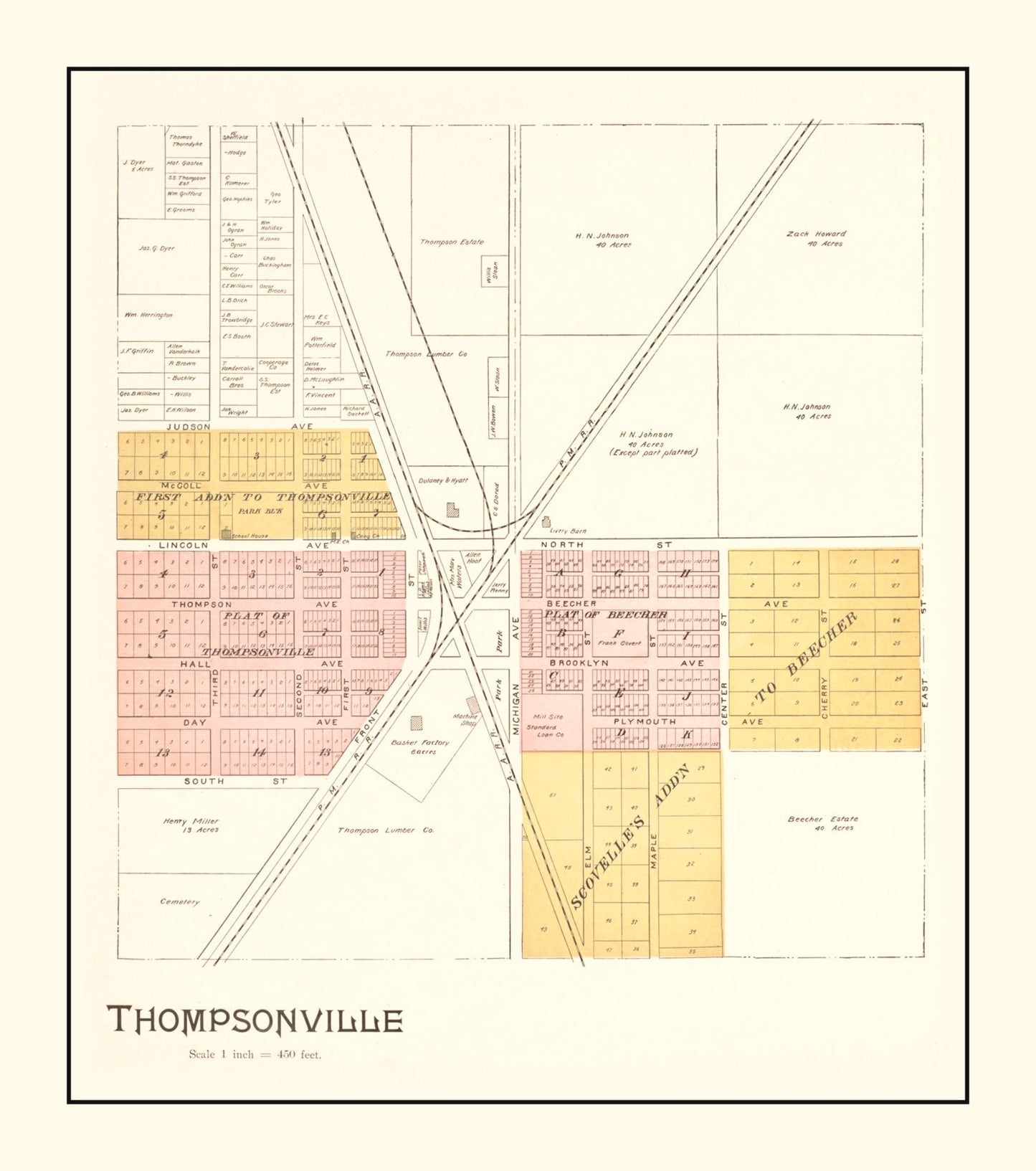 Vintage Map of Thompsonville, Michigan, 1901