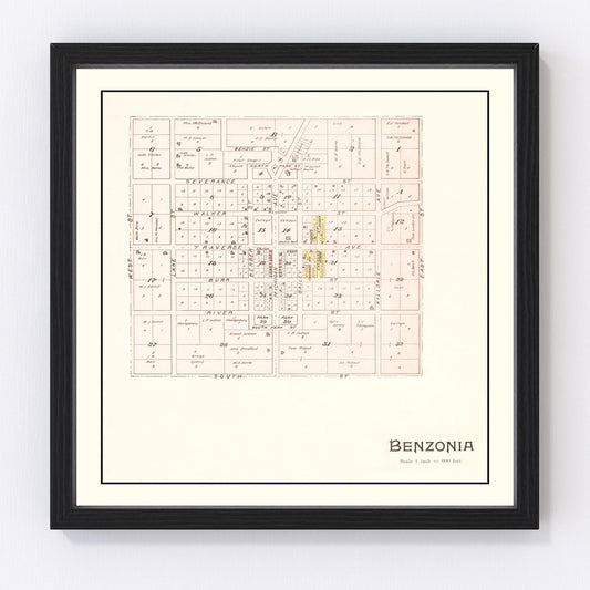 Vintage map of Benzonia, Michigan, 1901