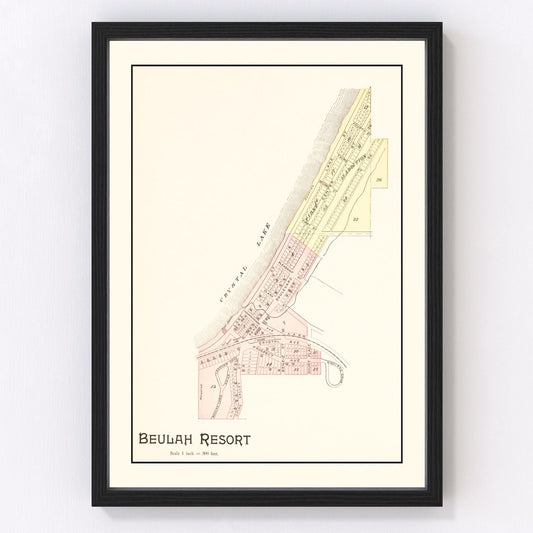 Vintage map of Beulah Resort, Michigan, 1901