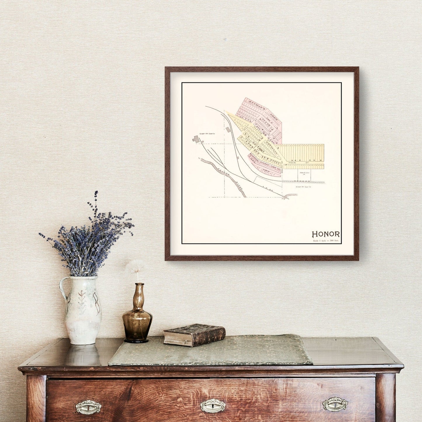 Vintage Map of Honor, Benzie County, Michigan, 1901
