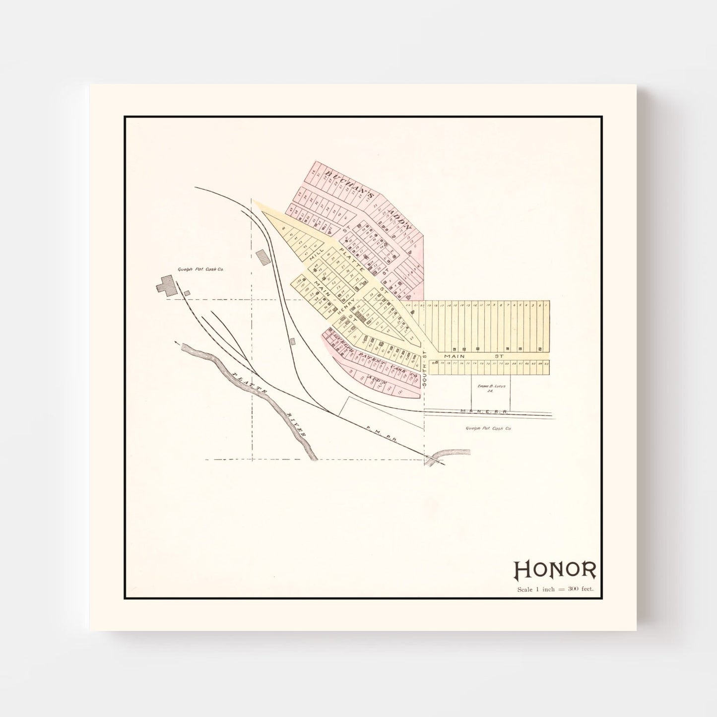 Vintage Map of Honor, Benzie County, Michigan, 1901