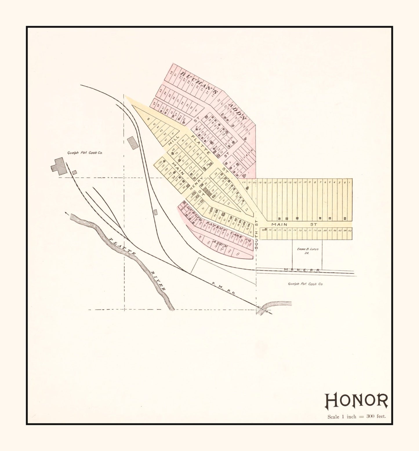 Vintage Map of Honor, Benzie County, Michigan, 1901