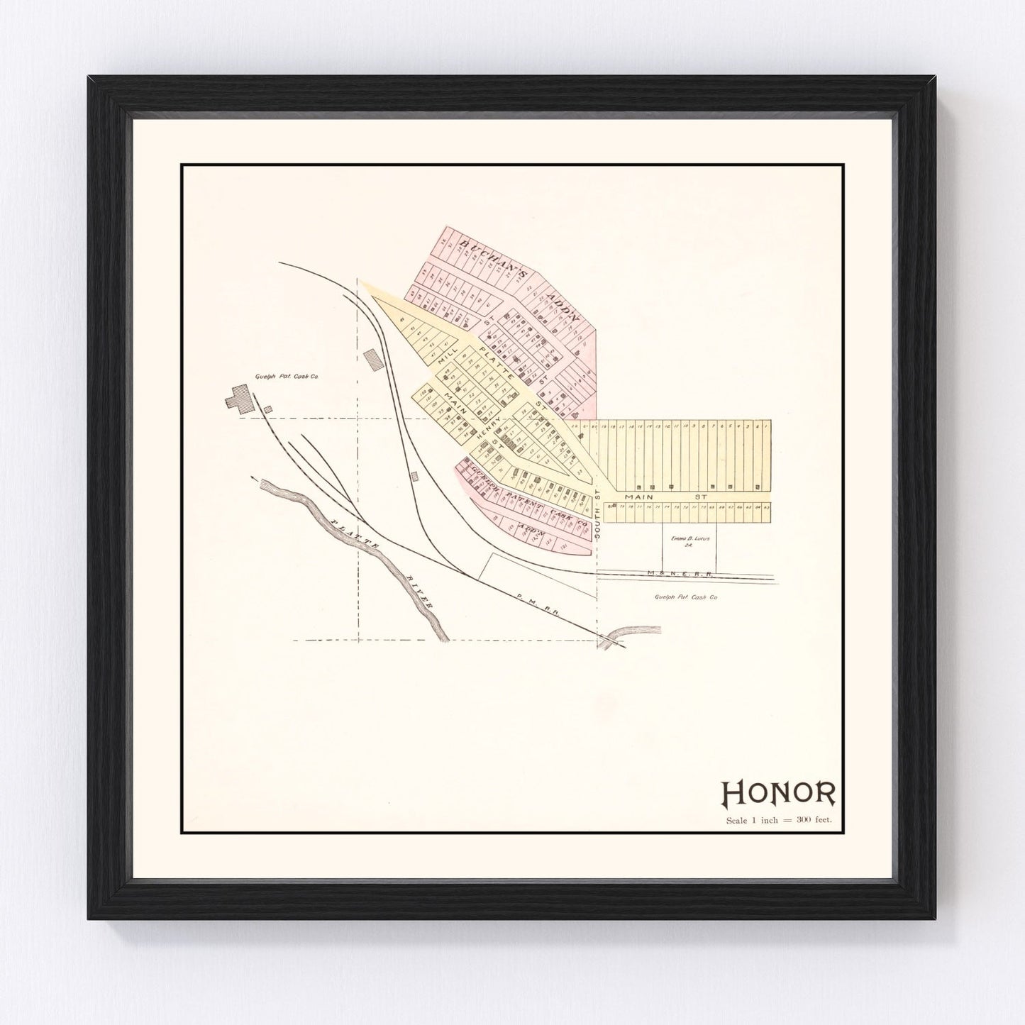 Vintage map of Honor, Benzie County, Michigan, 1901