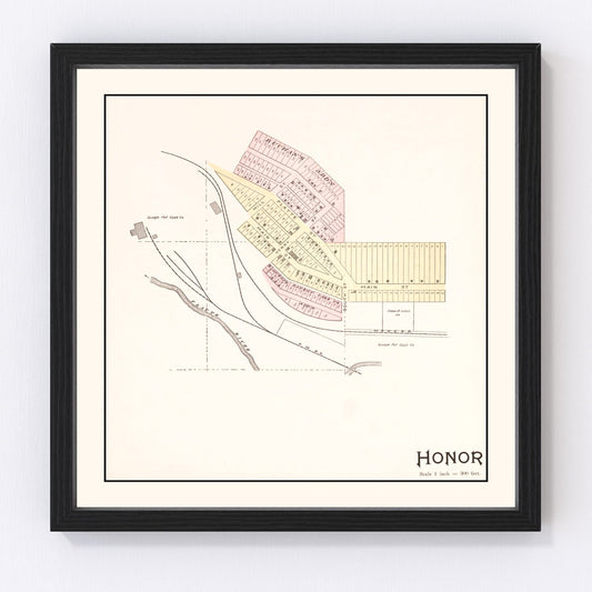 Vintage map of Honor, Benzie County, Michigan, 1901