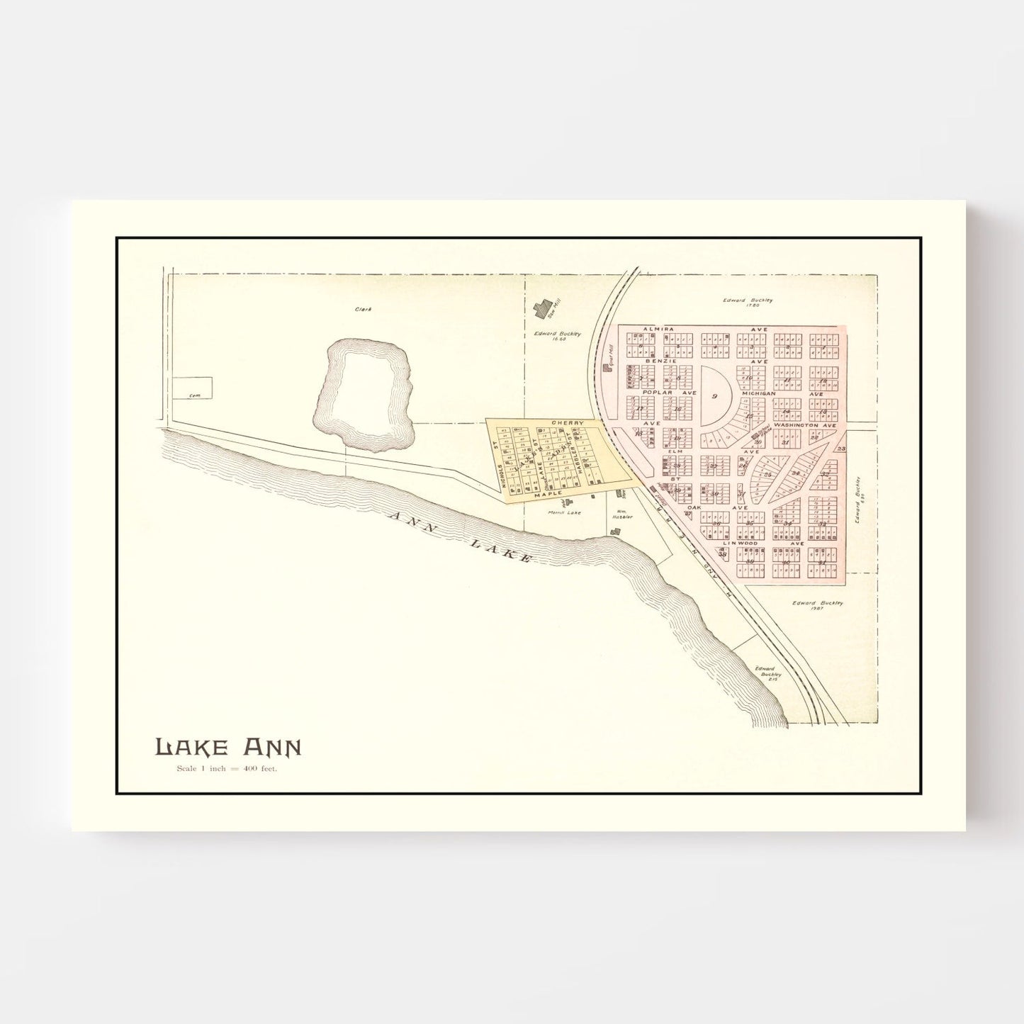Vintage Map of Lake Ann, Michigan, 1901
