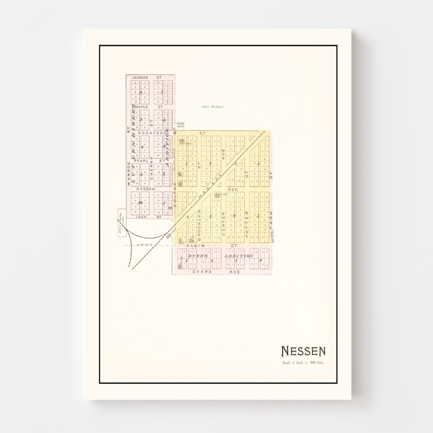 Vintage Map of Nessen, Michigan, 1901
