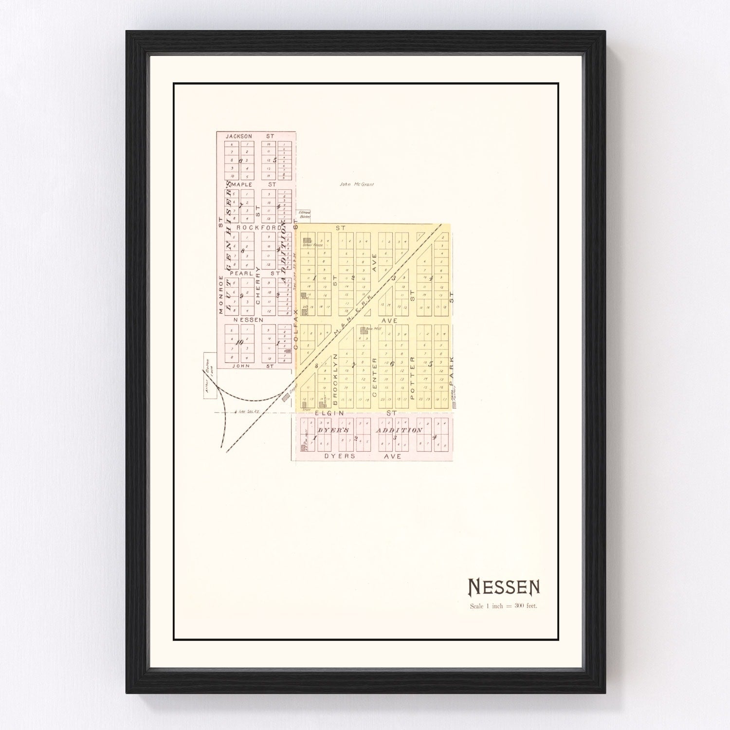 Vintage map of Nessen, Michigan, 1901